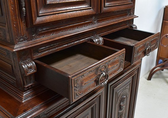 Small Gothic Walnut 2-Part Buffet, 19th Century-RVK-1422963