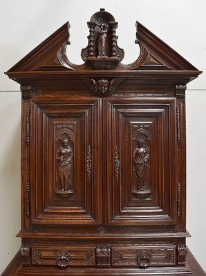 Small Gothic Walnut 2-Part Buffet, 19th Century-RVK-1422963