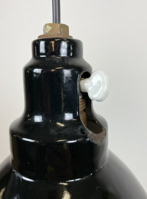 Small Industrial Black Enamel Pendant Lamp, 1950s-CGF-1408558