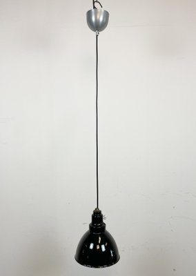 Small Industrial Black Enamel Pendant Lamp, 1950s-CGF-1408558