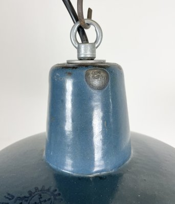 Small Industrial Blue Enamel Pendant Lamp, 1960s-CGF-1369112