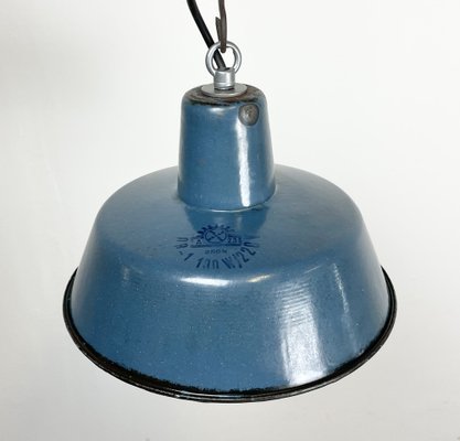 Small Industrial Blue Enamel Pendant Lamp, 1960s-CGF-1369112