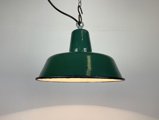 Small Industrial Green Enamel Pendant Lamp, 1960s-CGF-1368580