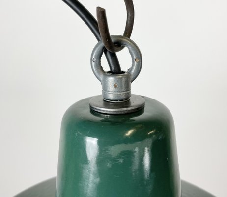 Small Industrial Green Enamel Pendant Lamp, 1960s-CGF-1368580