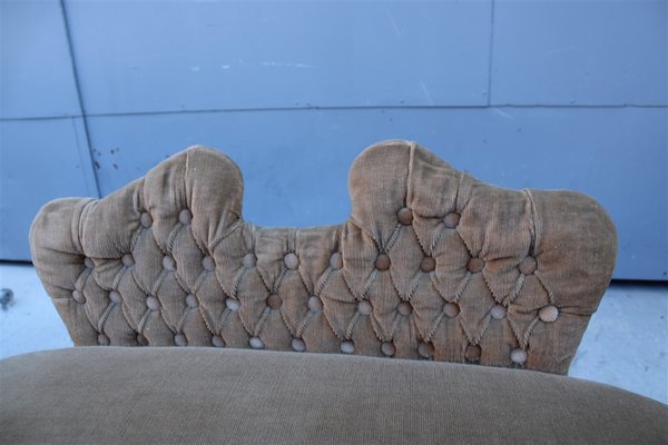 Small Italian Brown Velvet and Mahogany Stool by Cesare Lacca, 1950s-EH-1180596