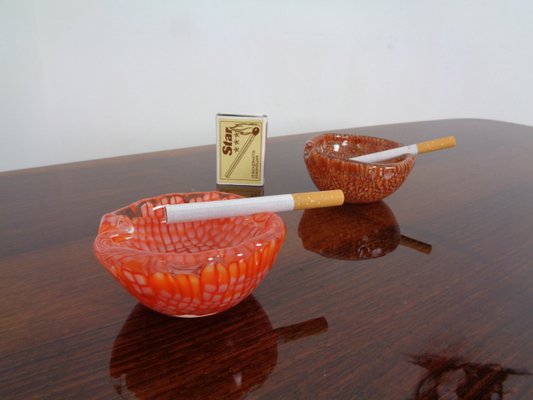 Small Italian Murano Glass Ashtrays, 1960s, Set of 2-RDW-838254