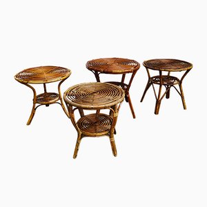 Small Italian Wicker Tables, 1950s, Set of 4-EI-935427