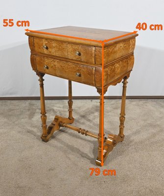 Small Louis Philippe Chiffonnière Table in Amboine and Cherrywood, Late 19th Century-RVK-1798765