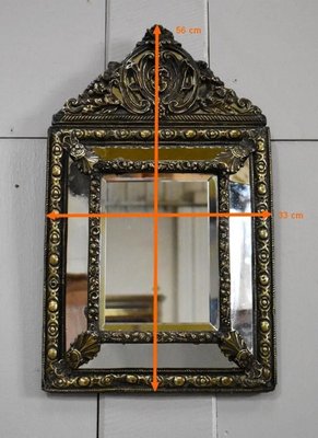 Small Louis XIV Style Brass Mirror, 1800s-RVK-857955