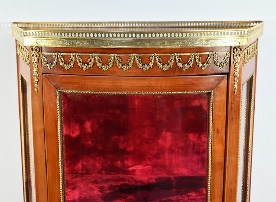 Small Louis XV / Louis XVI Transition Showcase in Light Cherrywood, Early 20th Century-RVK-1751729