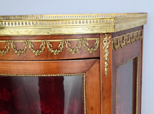 Small Louis XV / Louis XVI Transition Showcase in Light Cherrywood, Early 20th Century-RVK-1751729