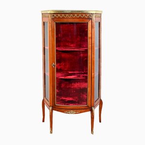 Small Louis XV / Louis XVI Transition Showcase in Light Cherrywood, Early 20th Century-RVK-1751729