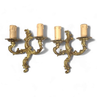 Small Louis XV Rocaille Style Bronze Wall Lights, Set of 2-HLV-2024369