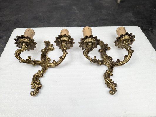 Small Louis XV Rocaille Style Bronze Wall Lights, Set of 2-HLV-2024369