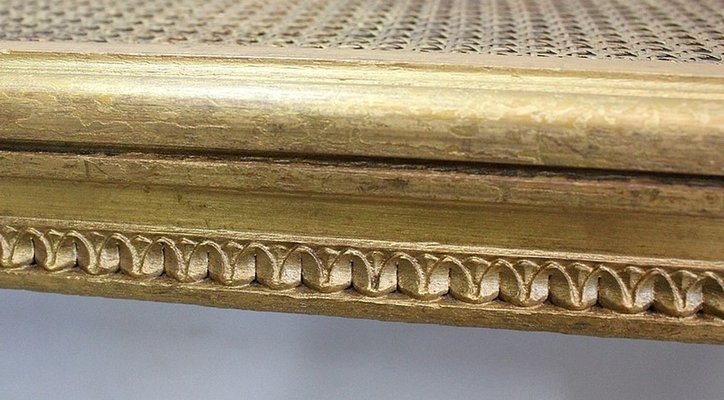 Small Louis XVI Style Bench in Gilded Wood and Cannage, 1900s-RVK-750729