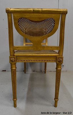 Small Louis XVI Style Bench in Gilded Wood and Cannage, 1900s-RVK-750729