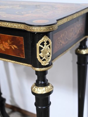 Small Louis XVI Style Darkened Pearwood & Thuya Burl Side Table, 19th Century-RVK-1700979