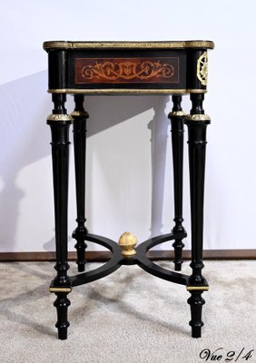 Small Louis XVI Style Darkened Pearwood & Thuya Burl Side Table, 19th Century-RVK-1700979