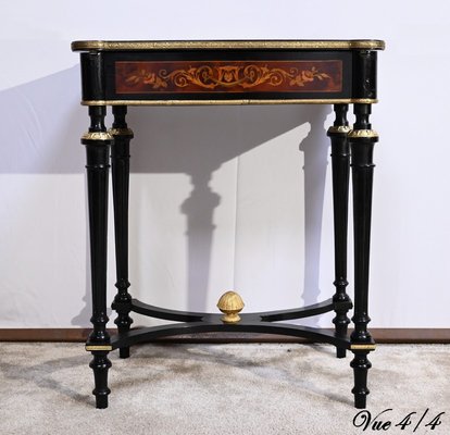 Small Louis XVI Style Darkened Pearwood & Thuya Burl Side Table, 19th Century-RVK-1700979