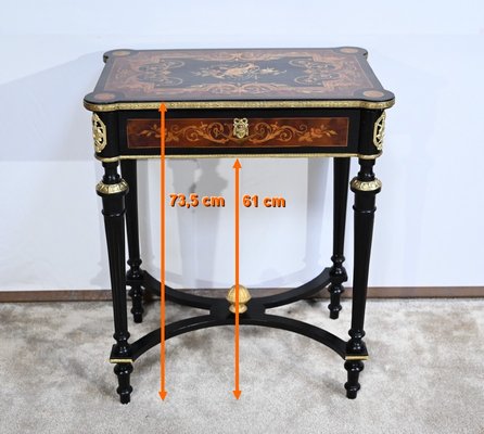 Small Louis XVI Style Darkened Pearwood & Thuya Burl Side Table, 19th Century-RVK-1700979