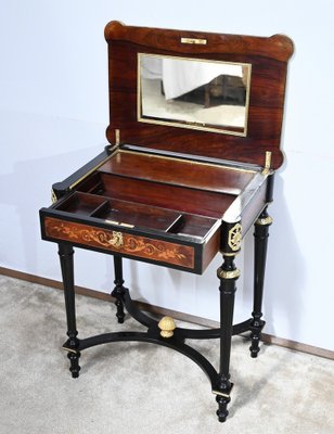 Small Louis XVI Style Darkened Pearwood & Thuya Burl Side Table, 19th Century-RVK-1700979