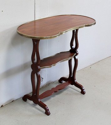 Small Louis XVI Style Trolley Table in Kidney Shape with Mahogany Veneer, Late 19th Century-RVK-930985