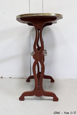 Small Louis XVI Style Trolley Table in Kidney Shape with Mahogany Veneer, Late 19th Century-RVK-930985