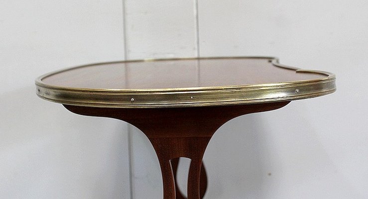 Small Louis XVI Style Trolley Table in Kidney Shape with Mahogany Veneer, Late 19th Century-RVK-930985