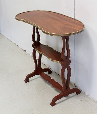 Small Louis XVI Style Trolley Table in Kidney Shape with Mahogany Veneer, Late 19th Century-RVK-930985