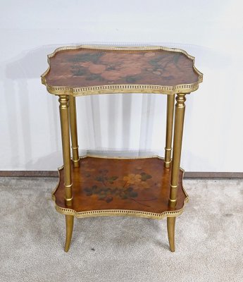 Small Lounge Table in Moucheté Cedar with Painted Decor, 1920s-RVK-1705666