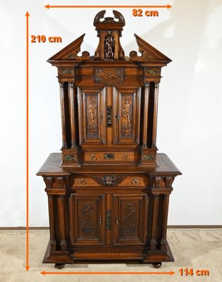 Small Mid-19th Century Renaissance Style 2-Body Buffet in Walnut-RVK-1800407