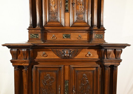 Small Mid-19th Century Renaissance Style 2-Body Buffet in Walnut-RVK-1800407