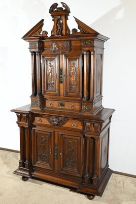 Small Mid-19th Century Renaissance Style 2-Body Buffet in Walnut-RVK-1800407