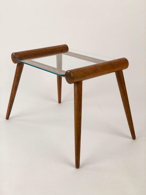 Small Mid-Century Austrian Table in Wood with Glass Plate from Max Kment, 1950s-BAF-763462