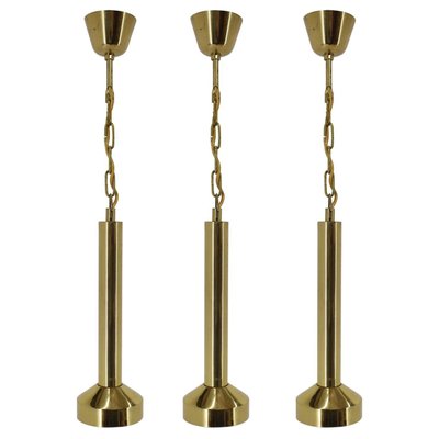 Small Mid-Century Brass Pendants, 1970s, Set of 3-TZ-933433