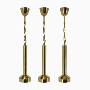 Small Mid-Century Brass Pendants, 1970s, Set of 3-TZ-933433