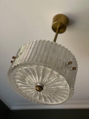 Small Mid-Century Circular Pendant Lamp from Orrefors, 1960s-ARN-865377