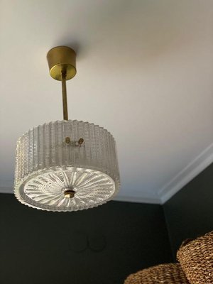 Small Mid-Century Circular Pendant Lamp from Orrefors, 1960s-ARN-865377