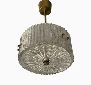 Small Mid-Century Circular Pendant Lamp from Orrefors, 1960s-ARN-865377