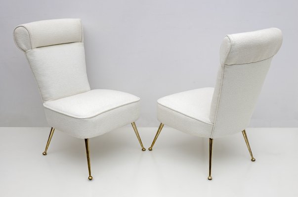 Small Mid-Century Italian Modern Boucle Armchairs, 1950s, Set of 2-FER-1734331