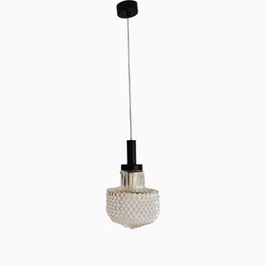 Small Mid-Century Modern Black and Clear Glass Hanging Lamp-SCS-1240610