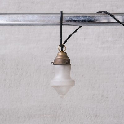 Small Mid-Century Opaque Glass and Brass Pendant Light-JRP-1765308