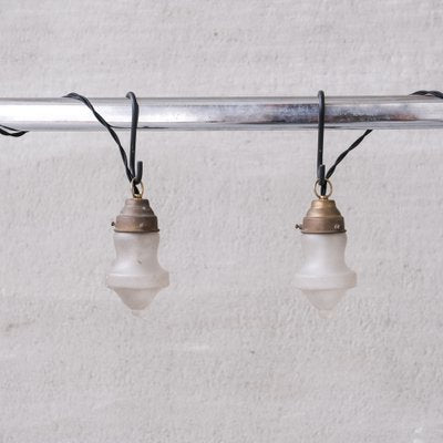 Small Mid-Century Opaque Glass and Brass Pendant Light-JRP-1765308