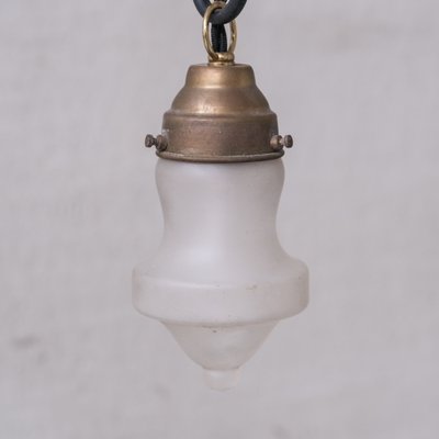 Small Mid-Century Opaque Glass and Brass Pendant Light-JRP-1765308