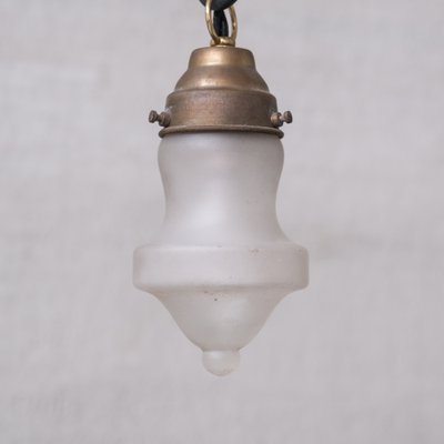 Small Mid-Century Opaque Glass and Brass Pendant Light-JRP-1765308