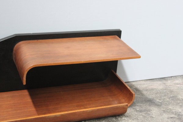 Small Mid-Century Rosewood and Black Laminated Shelf, 1960s-HZ-595243