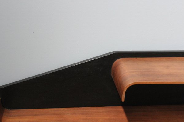 Small Mid-Century Rosewood and Black Laminated Shelf, 1960s-HZ-595243