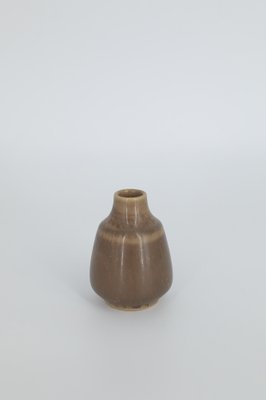 Small Mid-Century Scandinavian Modern Brown Stoneware Vases by Gunnar Borg for Gunnars Keramik Höganäs, 1960s, Set of 4-ZAA-1794222