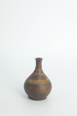 Small Mid-Century Scandinavian Modern Brown Stoneware Vases by Gunnar Borg for Höganäs Ceramics, 1960s, Set of 4-ZAA-1794355