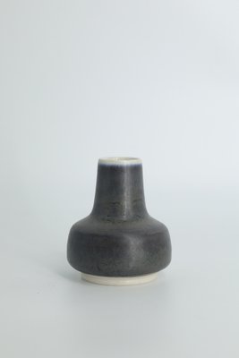 Small Mid-Century Scandinavian Modern Collectible Anthracite Stoneware Vase by Gunnar Borg for Höganäs Ceramics, 1960s-ZAA-1780046